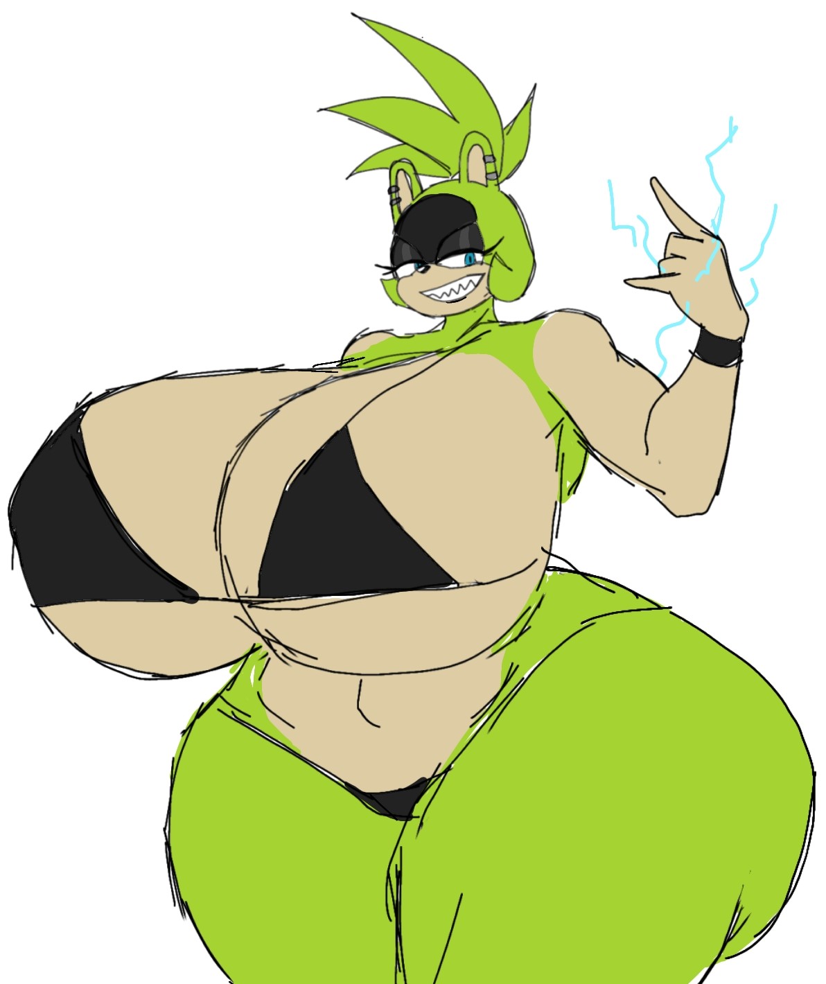 1girls, 2023, anthro, ass, ass bigger than head, bikini, breasts, breasts bigger than head, electricity, electricity manipulation, female, female only, fur, furry, huge ass, huge breasts, hyper ass, hyper breasts, idw publishing, mobian (species), momiji (artist), sega, sonic (series), sonic the hedgehog (comics), sonic the hedgehog (idw), sonic the hedgehog (series), surge the tenrec