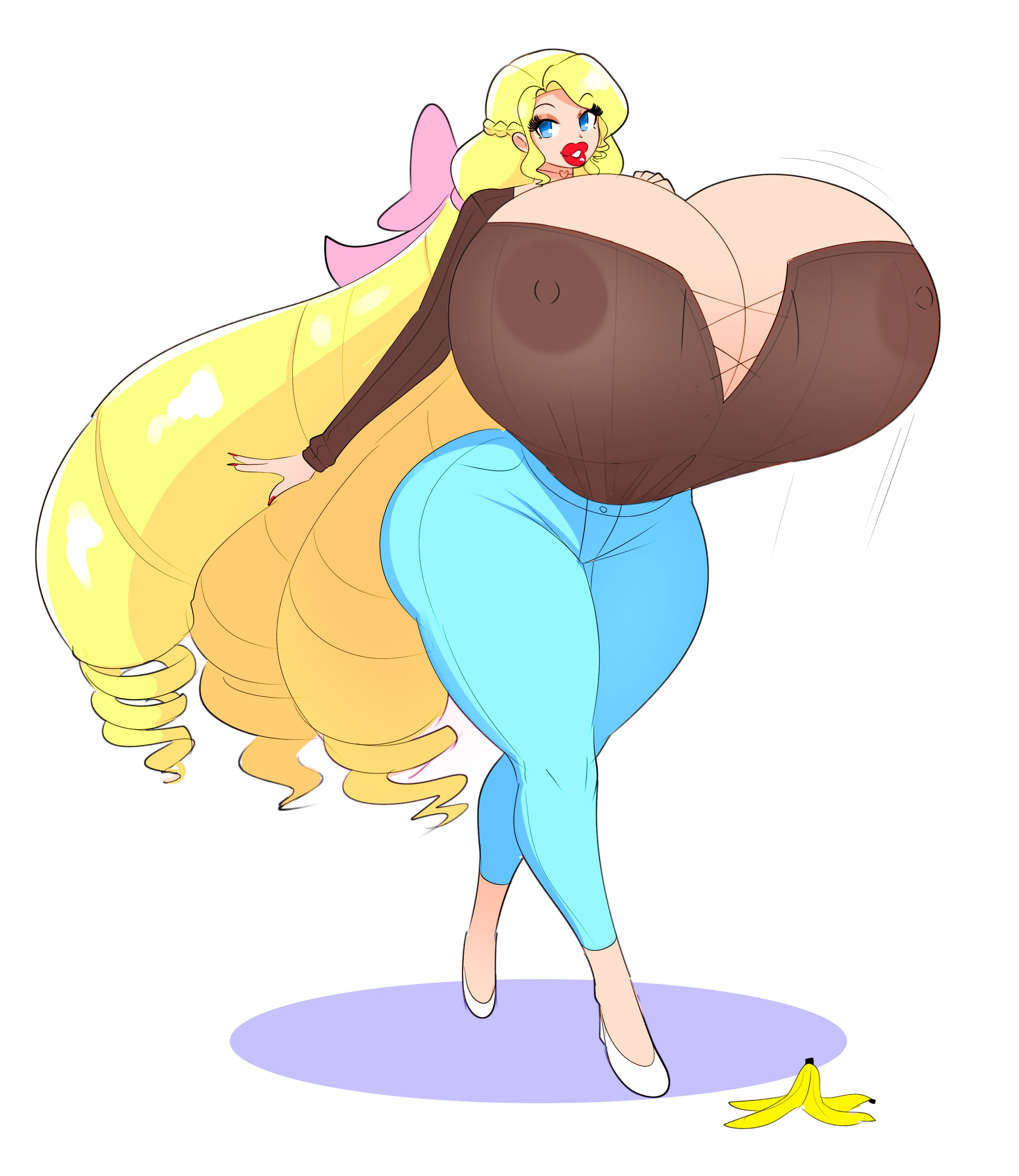 1girls, 2023, absurd res, areolae visible through clothing, bimbo, blonde hair, blue eyes, breasts, bunny peterson (theycallhimcake), cleavage, curvaceous, curvy, female, female focus, gigantic breasts, huge breasts, hyper, hyper breasts, lips, lipstick, long hair, nipples visible through clothing, red lipstick, solo, solo female, solo focus, theycallhimcake, thick lips, top heavy, voluptuous