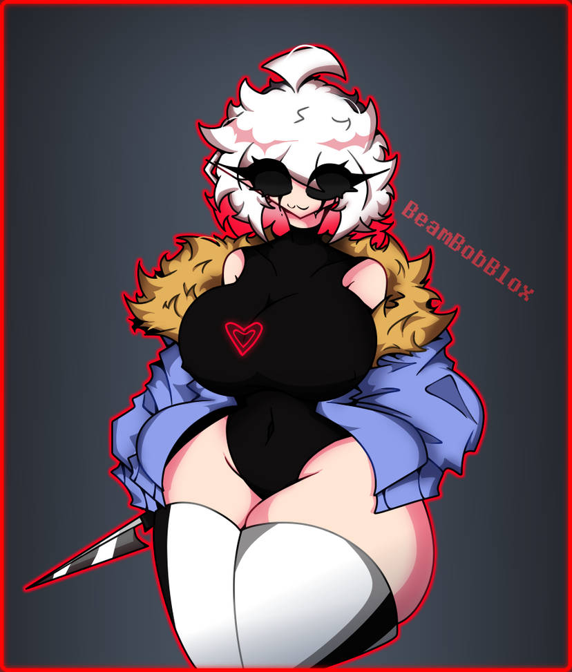 1girls 2d :3 beambobblox big_breasts breasts female female_focus female_only hair human jacket killer_sans killer_sans_(fan_character) knife rule_63 sans solo tagme thick_thighs thighs undertale undertale:something_new undertale_(series) undertale_au undertale_fanfiction white_hair