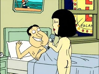 accurate_art_style asian ass_to_viewer black_hair edit family_guy female glenn_quagmire hotel_room imminent_sex interracial looking_at_another news_reporter photoshop reporter_girl tagme tricia_takanawa