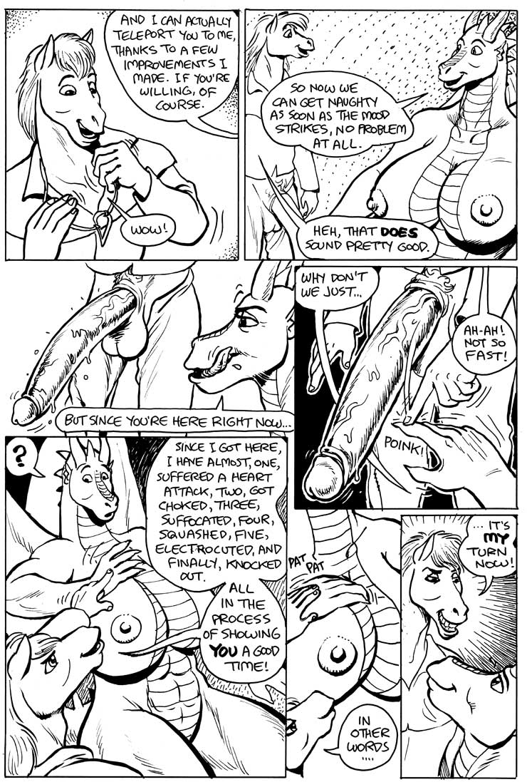 after_sex anthro areola big_breasts breasts comic dialogue dragon english_text equine erect_nipples eye_contact female gustav hair half-erect here_there_be_dragons horn horse huge_breasts imminent_sex karno looking_at_another male monochrome necklace nipples nude penis pussy text zashy