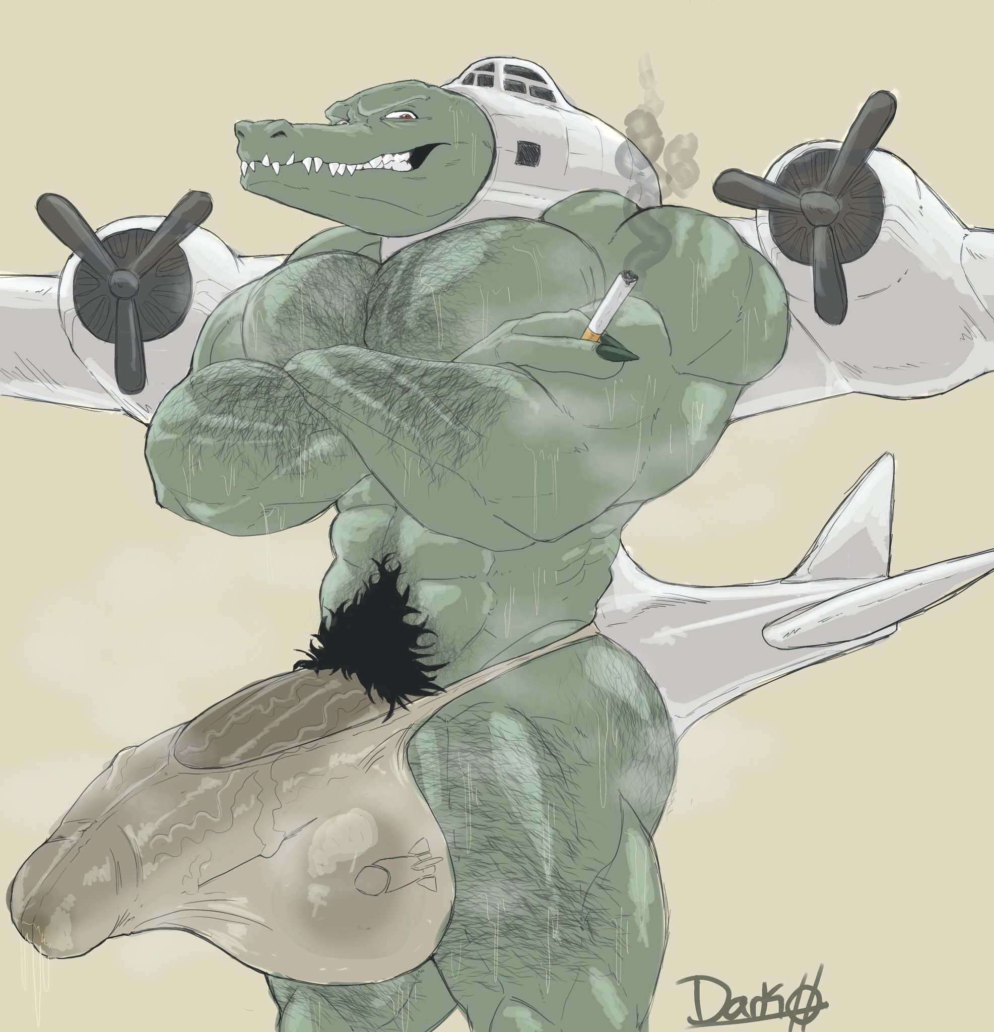 1boy, 2d, airplane, artist name, balls, bara, big penis, bombardiro crocodillo, brainrot, erect penis, erection, erection under clothes, furry, furry male, furry only, hairy, hairy balls, hairy male, hairy penis, huge penis, humanoid, humanoid male, italian brainrot, male, male only, meme, penis, png, tiktok, twitter, watermark, x (social media)