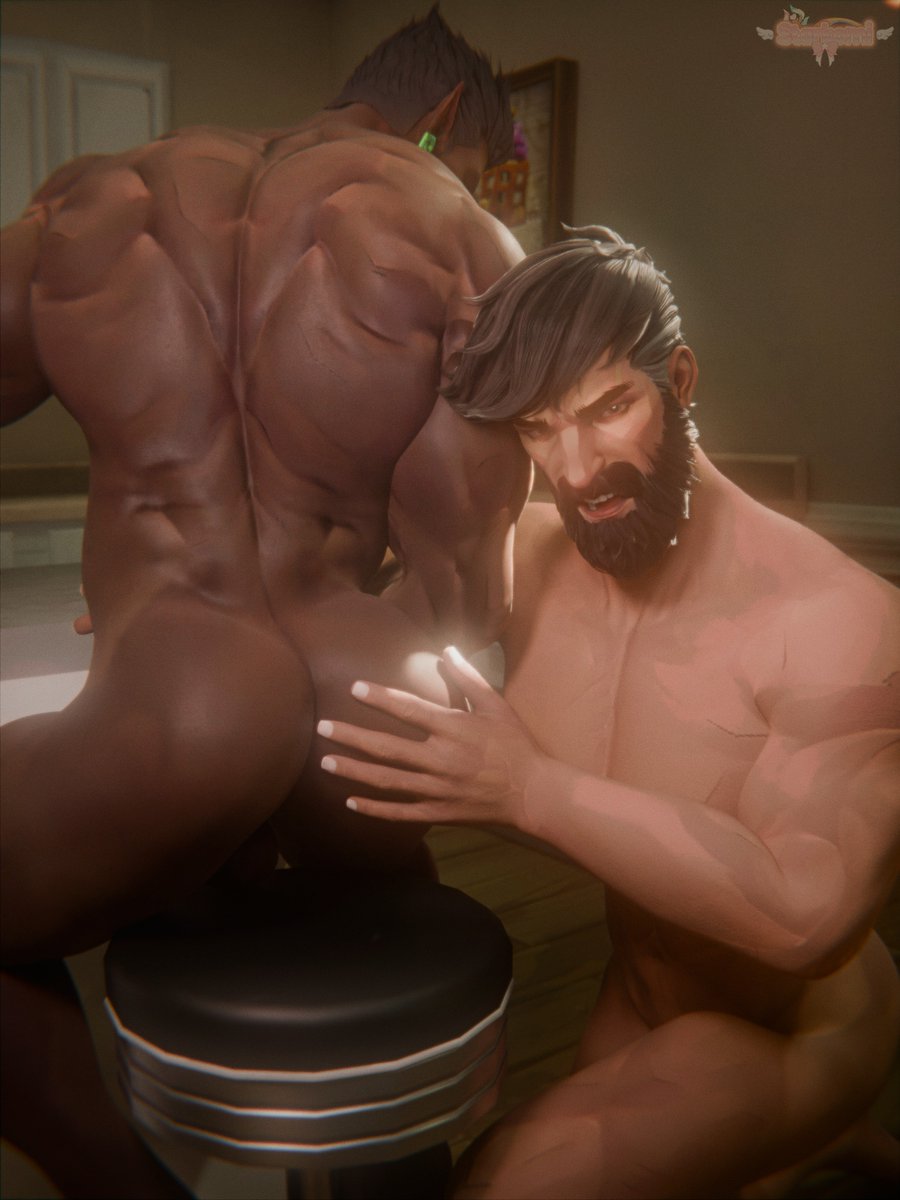 2boys, abs, ass, ass focus, bara, beard, big ass, big ass (male), big butt, big butt (male), brown skin, brown-skinned male, bubble ass, bubble butt, dilf, fantastic four, gay, hand on ass, interracial, looking at viewer, male, male only, marvel, marvel comics, marvel rivals, mesoamerican, mr fantastic, mr fantastic (marvel rivals), muscular, muscular back, muscular male, namor mckenzie (ch'ah toh almehen), namor mckenzie (sub-mariner), official alternate costume, reed richards, round ass, round butt, starkomi, sub-mariner (marvel comics), thick ass, thick butt, yaoi