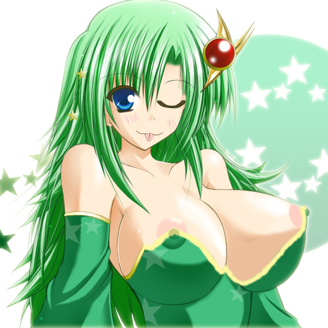 areola blush dress final_fantasy final_fantasy_iv green_hair looking_at_viewer rydia