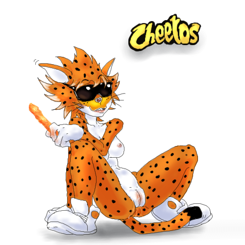 1:1 anthro black_fur breasts cheetah cheetos chester_cheetah color eyewear female female_only footwear fur furry furry_breasts furry_ears furry_tail glasses holding nipples nude orange_fur pointy_ears pussy_juice rule_63 shoes solo squatting sunglasses tail vulva white_background white_fur