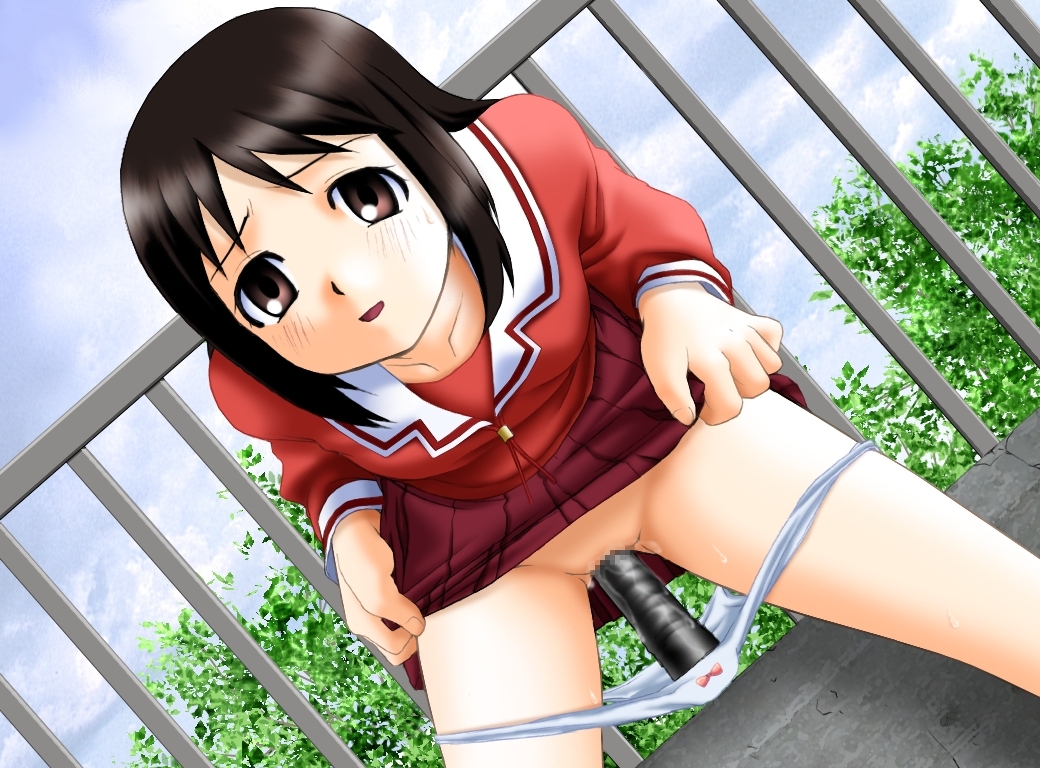 azumanga_daiou censored clothed_masturbation clothing count_zero dildo dildo_in_pussy dildo_under_panties female female_only human masturbation mosaic_censoring osaka_ayumu_kasuga panties school_uniform serafuku short_hair skirt skirt_lift solo