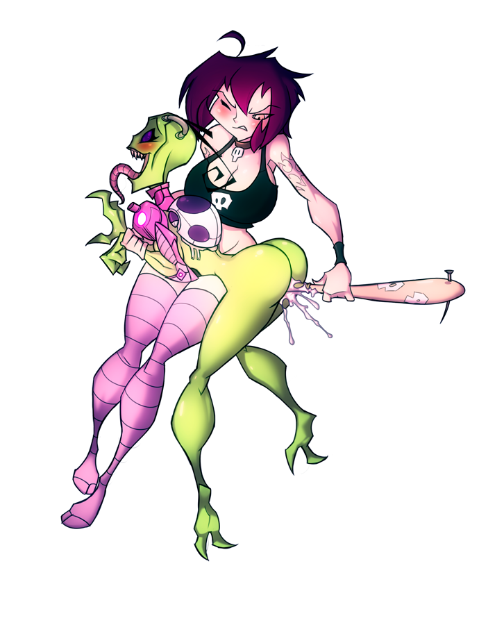 2girls aged_up alien alien_girl alpha_channel annoyed antennae bigdad blush darnact female for_sticker_use gaz_membrane goth green_skin human invader_zim irken looking_pleasured multiple_girls nickelodeon pale_skin png punk restrained smooth_skin sticker_template tak tak_(invader_zim) transparent_background transparent_png trippy_background year_request yuri