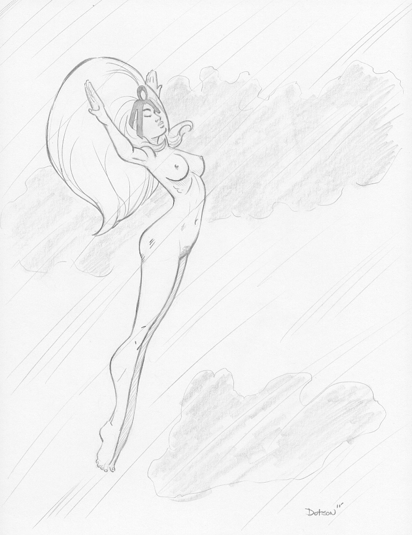 keith_dotson marvel marvel_comics monochrome nude ororo_munroe solo storm_(x-men) tagme tiara x-men