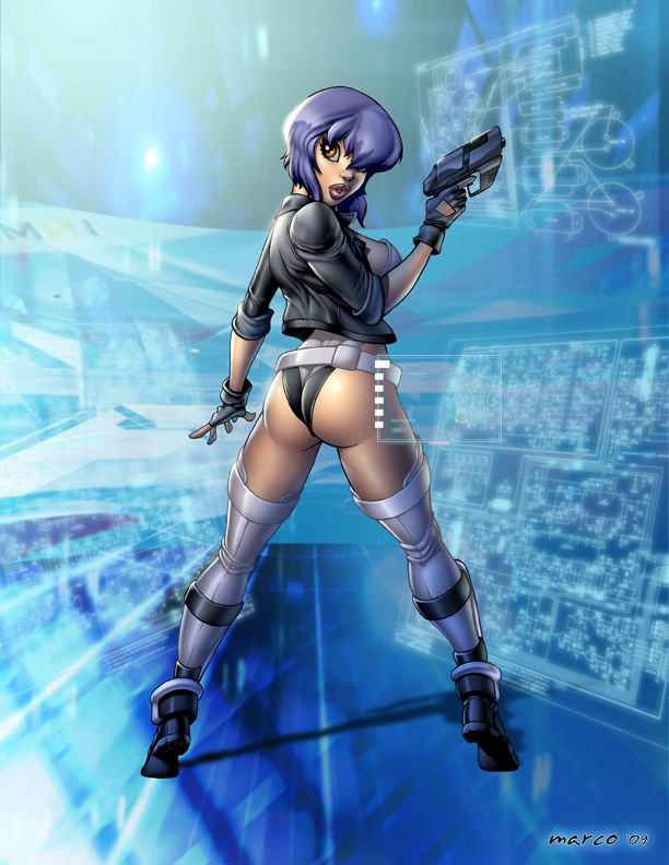 1girls 2009 art dominic_marco female female_only ghost_in_the_shell kusanagi_motoko solo