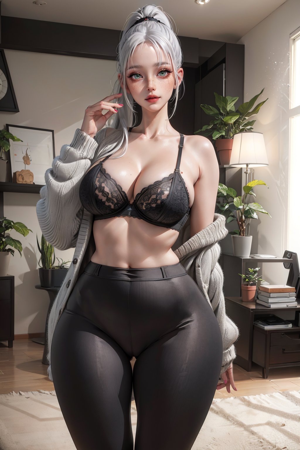 1girls, 2023, ai generated, ai hands, breasts, clothed female, female, female focus, female only, huge breasts, long hair, looking at viewer, mommy, original character, ponytail, solo female, solo focus, stable diffusion, voluptuous, voluptuous female, white hair, winesnow, yoga pants