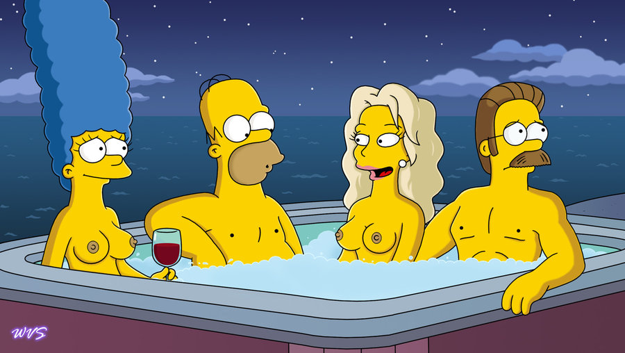 accurate_art_style breasts color exposed_breasts female homer_simpson human husband_and_wife male marge_simpson multiple_females multiple_males ned_flanders night nudity sara_sloane swingers the_simpsons wvs