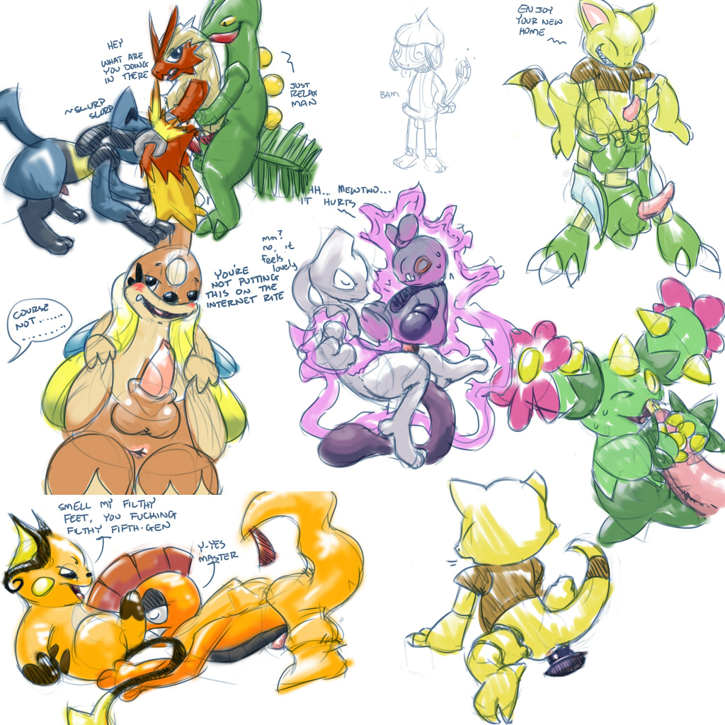 abra argon_vile blaziken buggery color fellatio floatzel furry gay interspecies lucario makuhita male male_only maractus mewtwo multiple_males nintendo no_humans oral penis pokemon pokemon_(species) raichu sceptile scrafty scyther smeargle text yaoi