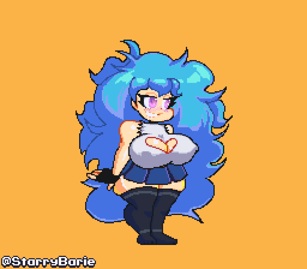 1girls, animated, ass, big ass, big breasts, blue hair, bouncing breasts, breasts, color, friday night funkin, friday night funkin mod, large ass, pixel art, sky (friday night funkin), skyblue, skyblue (friday night funkin), skyverse, starrybarie, tagme