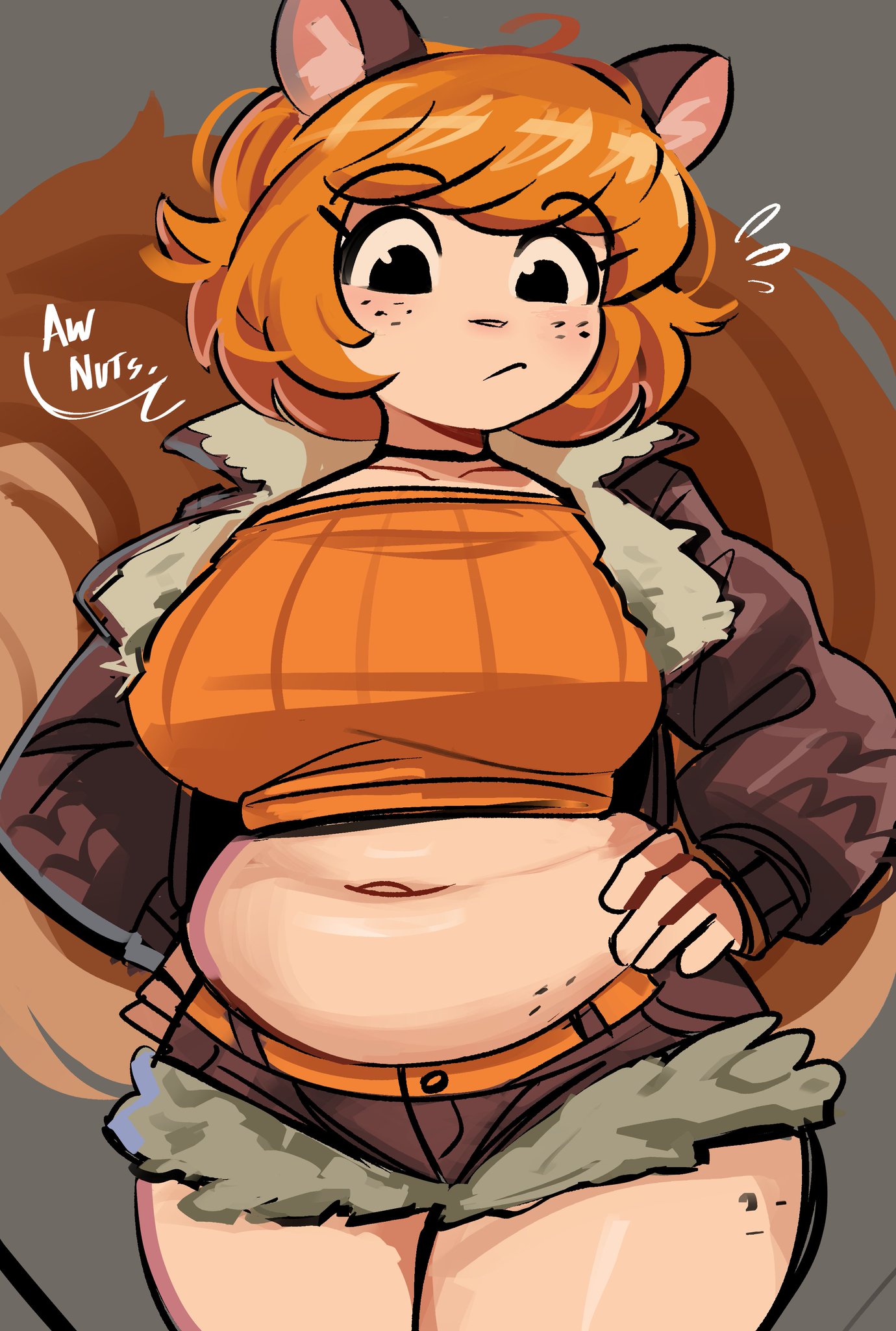 2d, 2d (artwork), 2d artwork, big boobs, big breasts, chubby, chubby belly, chubby female, huge boobs, huge breasts, marvel, marvel comics, marvel rivals, peargor, solo, squirrel girl (marvel rivals), squirrel girl (marvel)