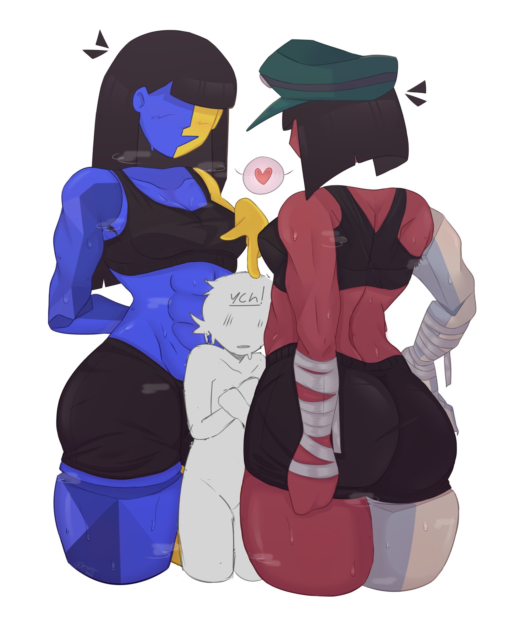 2d, 2d (artwork), 2d artwork, big ass, big boobs, big breasts, big butt, big thighs, black hair, ena, ena (dream bbq), ena (orginal), ena (series), hat, huge ass, huge boobs, huge breasts, huge butt, huge thighs, kyky (artist)