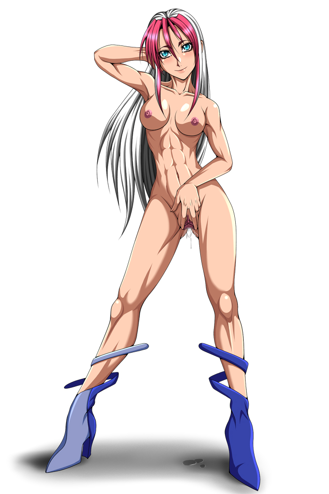 1girls abs aqua_eyes armpits athletic bare_shoulders birdy_cephon_altera birdy_the_mighty blush bottomless breasts collarbone erect_nipples female fingering grin high_heels humanoid kido_keiji large_breasts legs light-skinned_female light_skin long_hair multicolored_hair muscle muscular naked_footwear naked_heels navel nipples nude pink_hair pussy pussy_juice sexy_armpits shoes smile solo spread_legs spread_pussy standing thighs toned toned_female topless two_tone_hair uncensored white_background white_hair