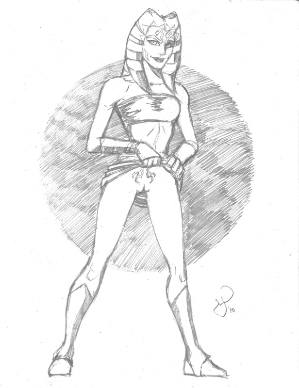 ahsoka_tano clone_wars jedi jedi_padawan lekku lifting_skirt michael_powell monochrome powguero sketch solo_female star_wars the_clone_wars:_season_one togruta