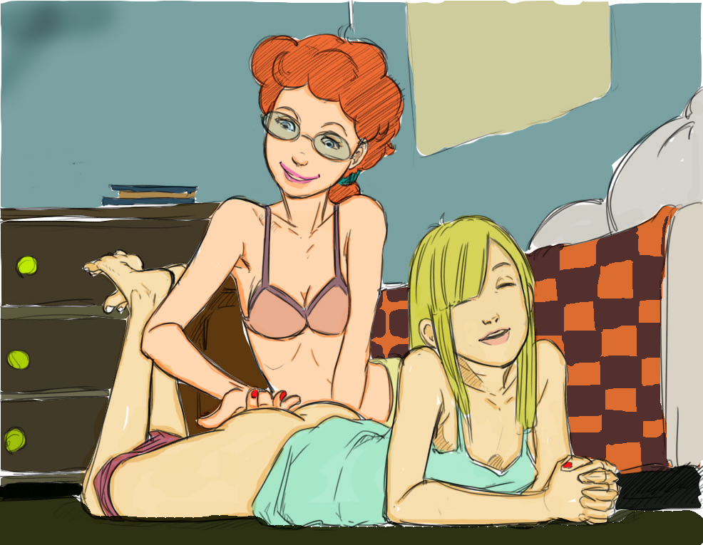 blonde_hair bra couple disney duo female fingering g.f.d. glasses multiple_females multiple_girls nicky_anais_little painted_nails pepper_ann pepper_ann_pearson red_hair red_nails small_breasts yuri