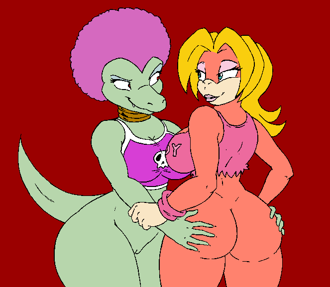 bestthe candy_kong color donkey_kong_(series) female female_only furry hair interspecies kalypso kong kremling multiple_females nintendo yuri