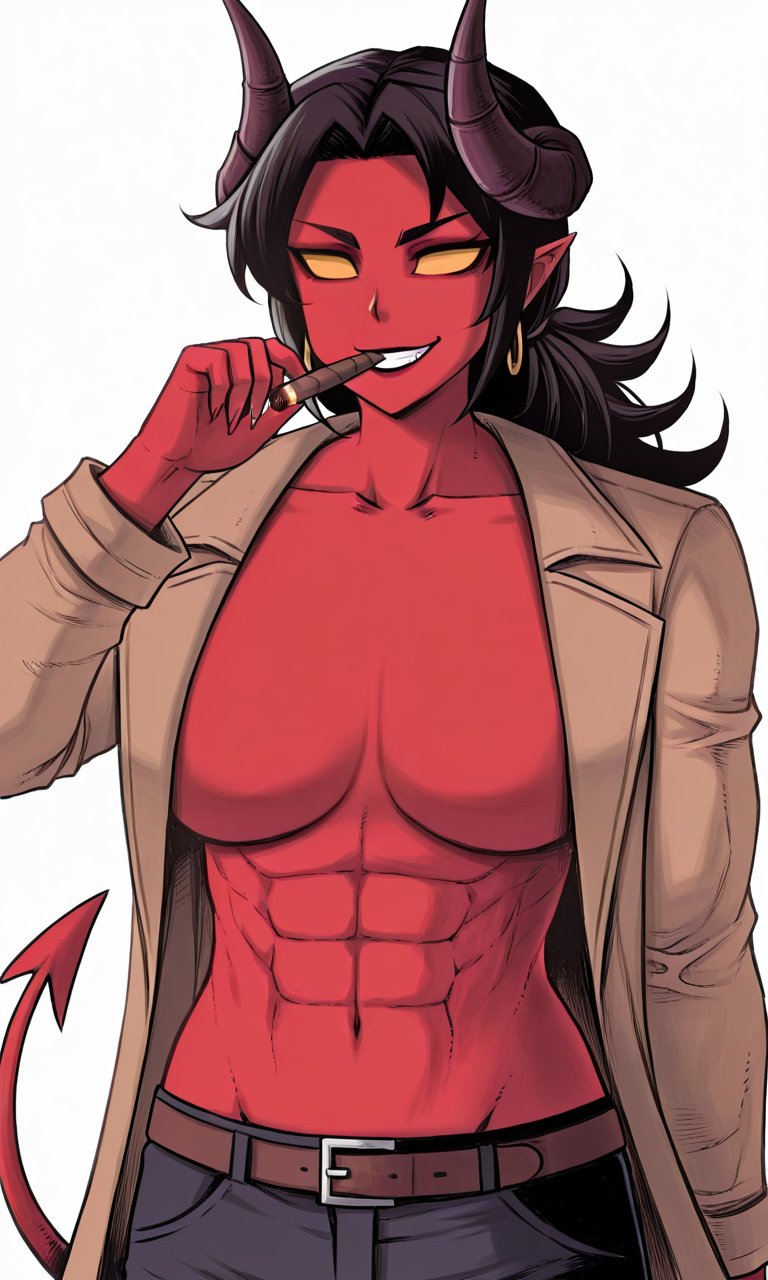 1girls, ai art, ai generated, ai-created, big ass, big breasts, big thighs, breasts, crossover, curvaceous, curvy, curvy figure, demon, demon girl, demoness, digital media (artwork), dispatch (game), donsonictaro18, female, half demon, half-demon, hellboy (cosplay), hellboy (series), hips, hourglass figure, legs, malevola gibb, mature, mature female, red body, red skin, red-skinned female, slim waist, straight, thick, thick hips, thick legs, thick thighs, thighs, voluptuous, waist, wide hips