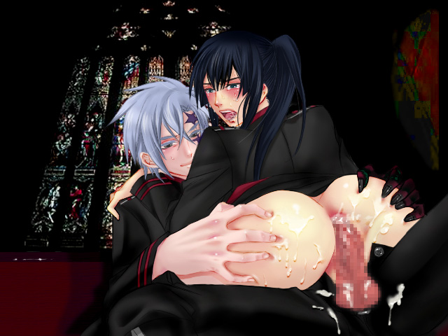 2boys allen_walker anal ass black_hair blush censored d.gray-man gay kanda_yuu male multiple_boys tattoo white_hair yaoi