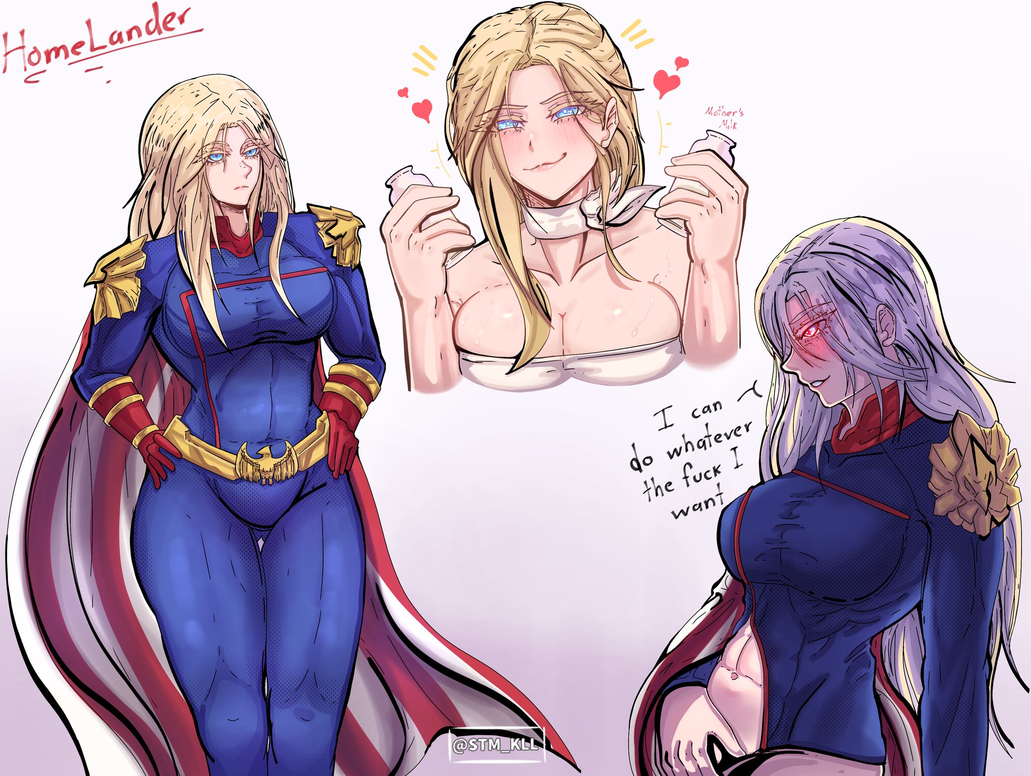 big breasts, femlander, genderswap (mtf), homelander, horn, horny, masturbation, red eyes, rule 63, solo female, stm kll, tagme, the boys, yellow hair