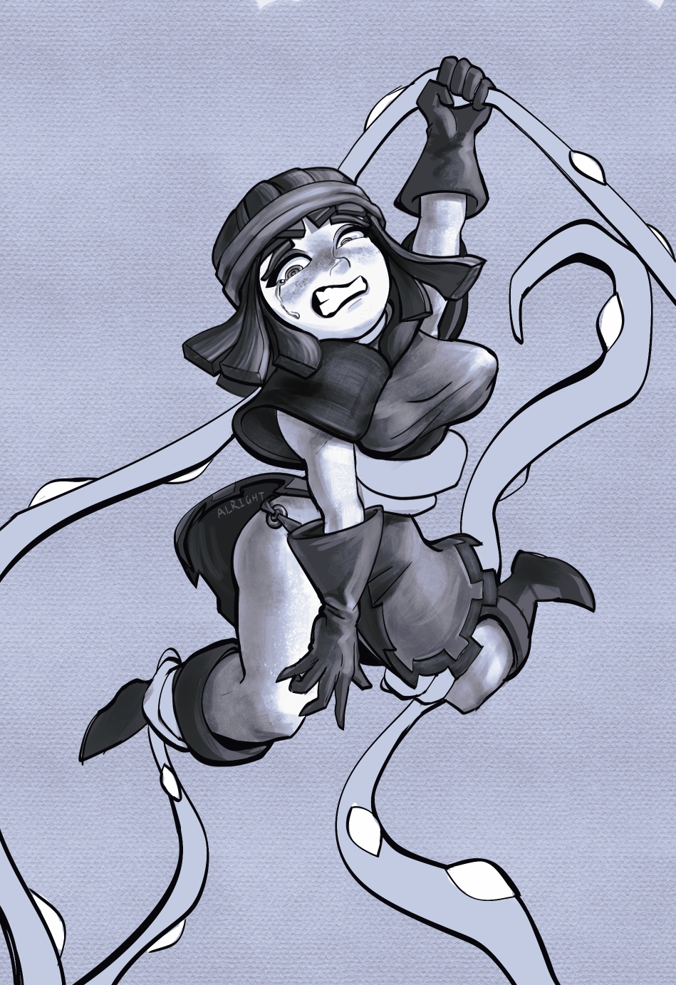1girls, 2d, 2d (artwork), bondage, clash (series), clash royale, clothed, clothed female, clothing, clothing lift, female, female focus, female only, firecracker (clash royale), imminent penetration, imminent rape, imminent sex, rape, raped female, resisting, scared, scared expression, supercell, tears, tears of desperation, vines, vines (clash royale), wheltever