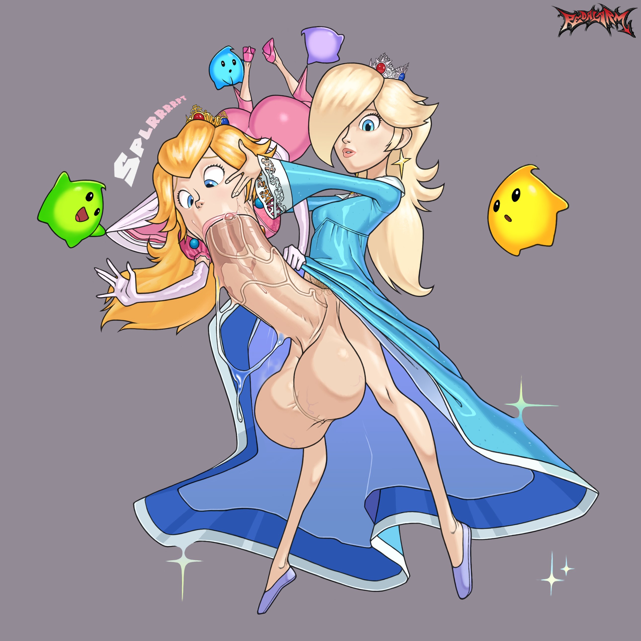 1female, 1futa, 1girl, 2d, 2d (artwork), 2d artwork, accurate art style, accurate body type, balls, blonde hair, blowjob, blue eyes, crown, dress, fellatio, female, futa with female, futadom, futanari, golden crown, huge cock, huge penis, illumination entertainment, incest, incest (lore), incestuous (lore), light skin, light-skinned female, light-skinned futa, light-skinned futanari, looking at penis, luma, mario (series), nintendo, older sister and younger sister, oral, oral rape, princess peach, princess peach (movie), princess rosalina, princess rosalina (movie), rape, rape face, redalarm, rosalina bulge (meme), shaft, silver crown, sister (lore), sisters, sloppy blowjob, super mario bros., super mario galaxy (2026 film)