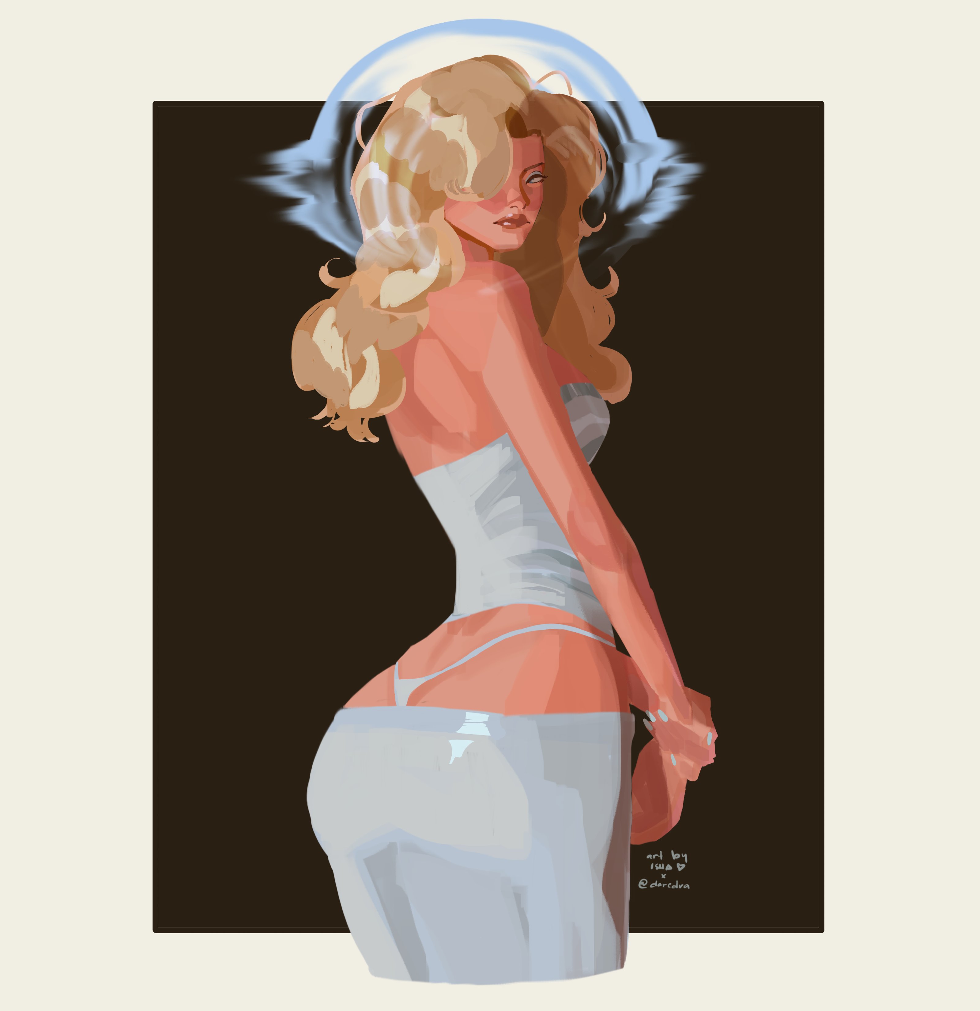 ass, ass focus, blonde female, blonde hair, blue eyes, bubble butt, daredva, dat ass, emma frost, marvel, marvel comics, milf, thick thighs, thong, thong panties, white queen, x-men