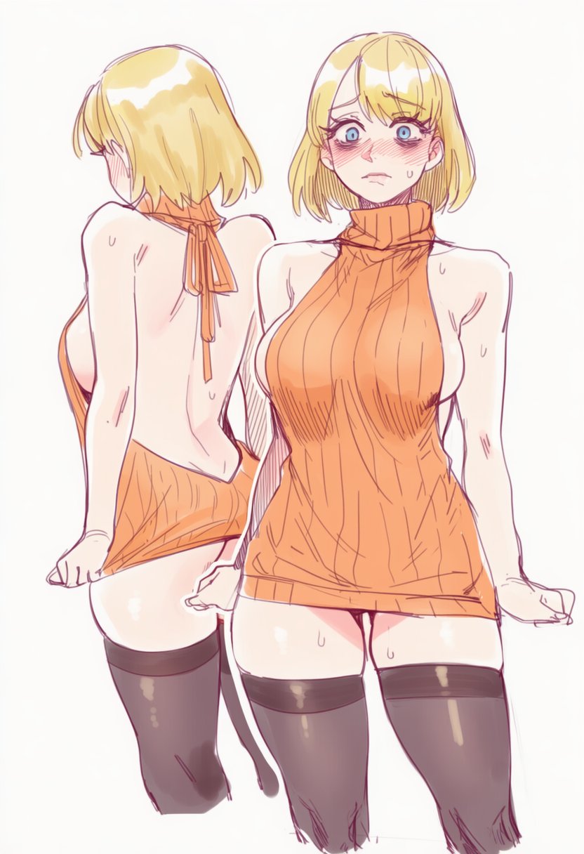 ai generated, ashley graham, blonde hair, busty, capcom, female, female focus, female only, hourglass figure, lapis slopzuli, resident evil, resident evil 4, short hair, tagme, uravity98114, virgin killer sweater, wide hips
