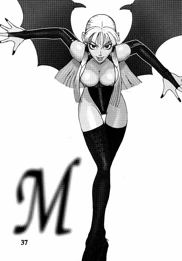 1990s 1997 1girls 20th_century black_and_white clothing darkstalkers female morrigan_aensland q-bit small_breasts stockings tagme