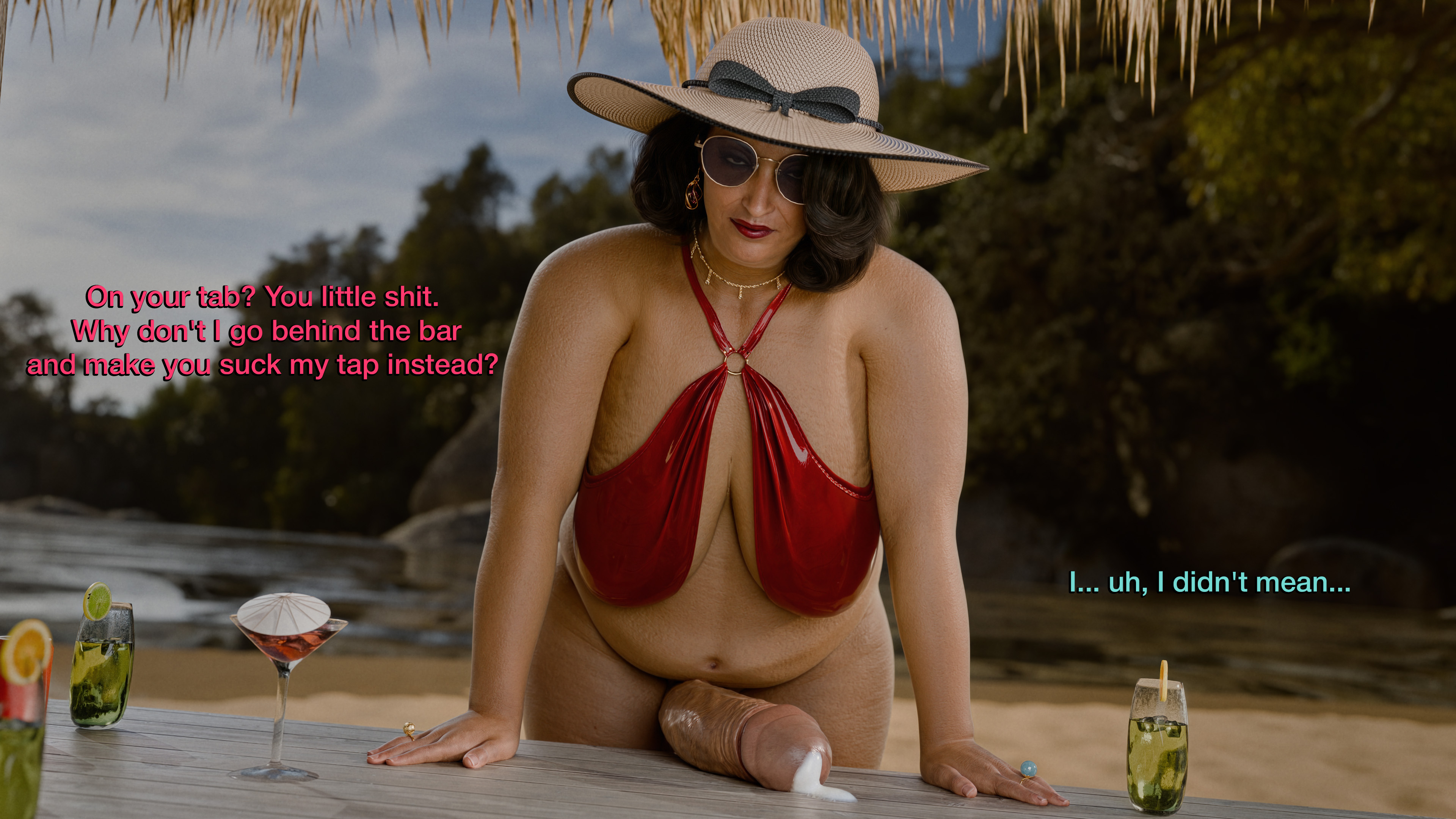1dickgirl, 1futa, 1futanari, 3d, bbw, beach, belly, big ass, big balls, big breast, big breasts, big butt, big penis, caption, caption box, casual exposure, cum, cum drip, curvy, curvy figure, dickgirl, exposure, fat, fat futa, flaccid, from below, futanari, gynomorph, half erect, half-erect, hat, high quality, high res, high resolution, huge balls, huge breast, huge dick, huge penis, looking at viewer, love handles, male pov, milf, musk, naked, nude, nudity, obese, obese futa, overweight, overweight futa, plump, plump ass, plump breasts, pov, smell, smelly, strong, strong futa, strongfat, sunglasses, sweat drops, sweaty, swimsuit, swimwear, text, thick, thick ass, thick butt, thick legs, thick penis, thick thighs, tiltproofno, veiny, veiny penis, voluptuous, voluptuous futa