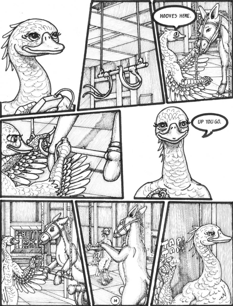 2010 anatomically_correct anthro avian balls bondage bound comic criss-crossbreeding dildo_gag donkey equine experiment faithry female feral forced furry furry_only hooves horsecock laboratory male muzzle nude penis swan testicles wrist_cuff