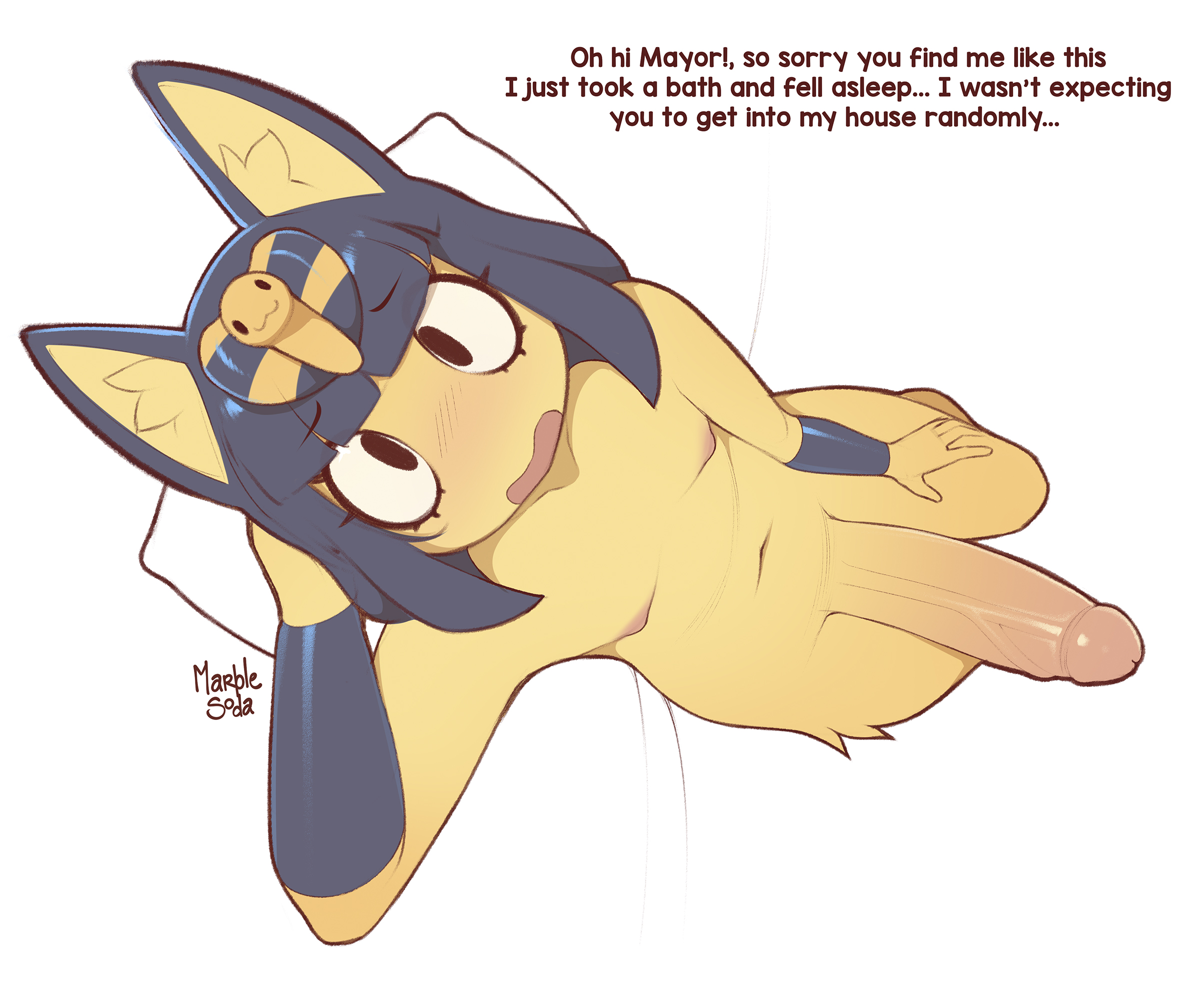 1futa, 2026, 2d, animal crossing, ankha, anthro, big penis, blue hair, blush, blush lines, blushing, breasts, cock, dick, embarrassed, feline, furry, furry futa, furry only, futa only, futanari, hair, marblesoda, naked, naked futa, nude, nude futa, penis, small breasts, solo, yellow body