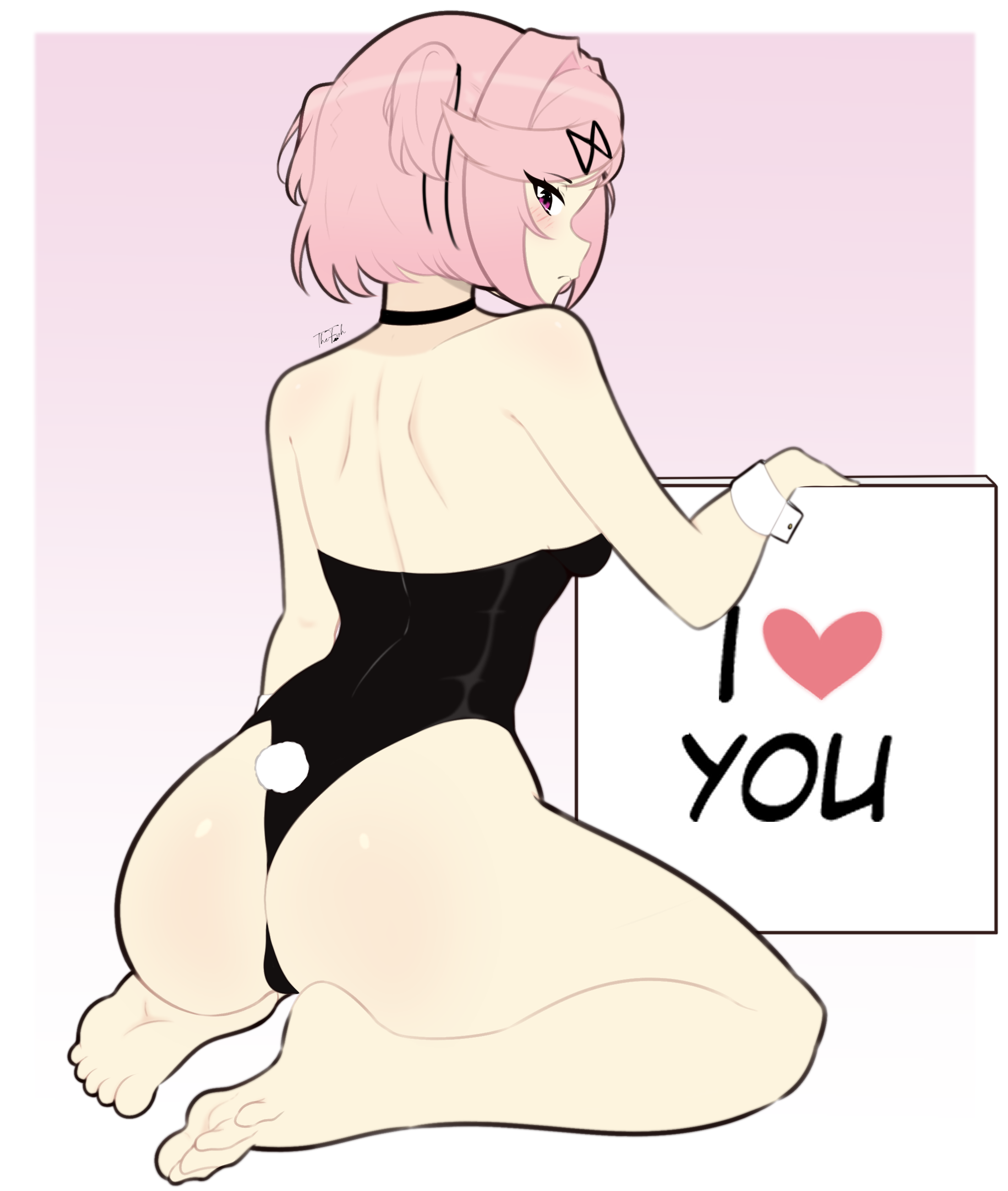 bunny girl, doki doki literature club, doki doki literature club!, natsuki (doki doki literature club), thefishart
