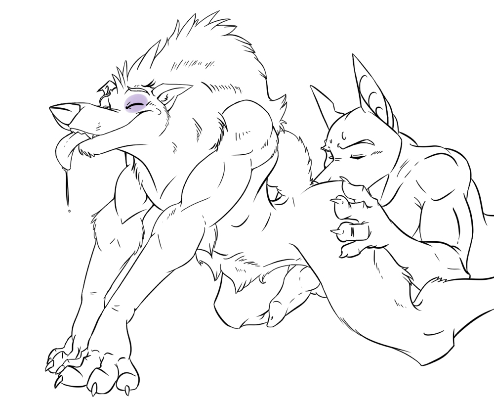 2boys anal anthro ass boss_wolf canine doberman dragondrawer erect_penis erection fur furry furry_only gay kung_fu_panda line_art linkin male male_only mane monochrome oral paws penis rimming simple_background tongue wolf