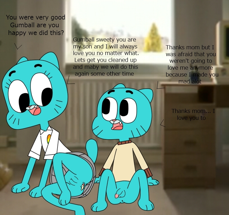 1boy 1boy1girl 1girls after_sex anthro anthro_on_anthro anthro_only balls blue_body blue_fur blue_skin bpq00x cartoon_network cum cum_in_ass cum_inside dialogue english english_dialogue english_text female fur gumball_watterson incest male male/female mother mother_and_child mother_and_son nicole_watterson no_humans penis pussy son son_and_mother straight_hair tagme testicles text the_amazing_world_of_gumball vagina