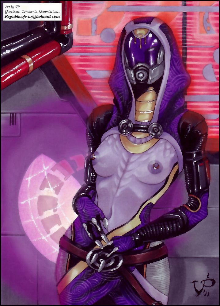 1girls bioware bodysuit female_focus female_only mass_effect nipple_rings purple_skin quarian tali'zorah_nar_rayya topless vp