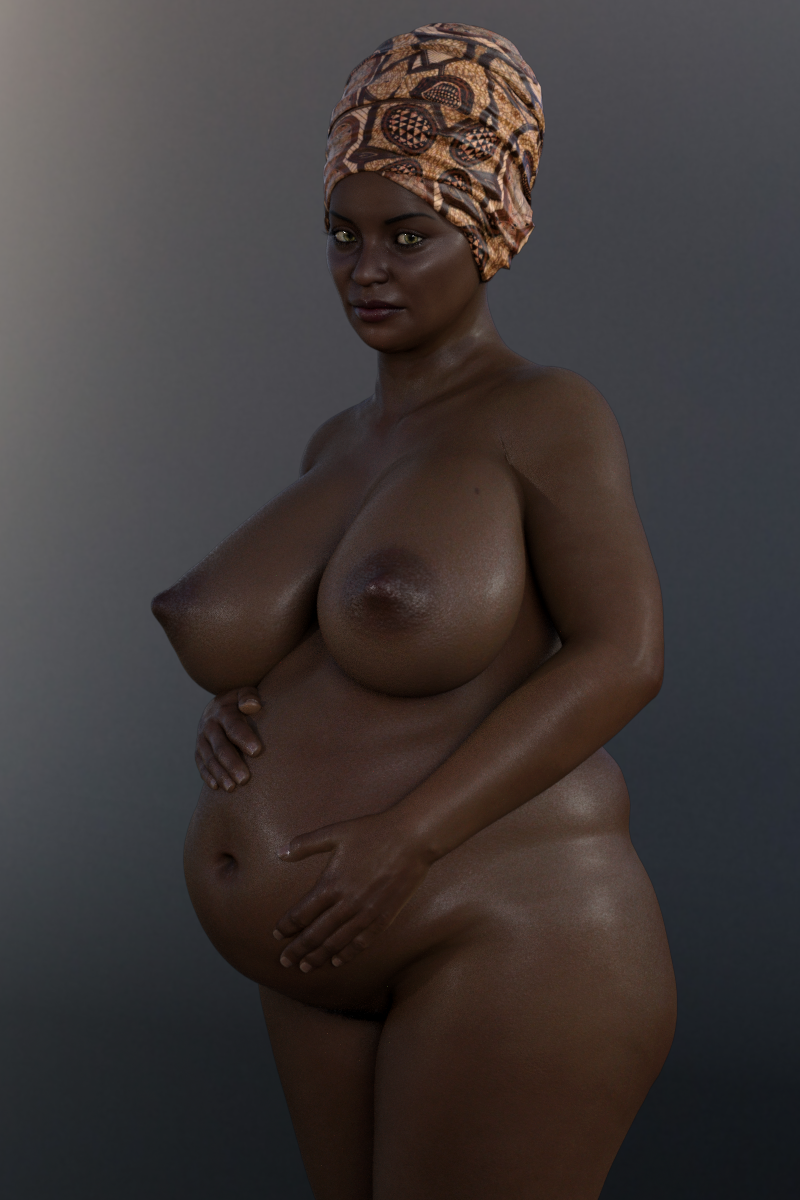 1girls 3d african african_female belly big_belly big_breasts breasts chubby dark-skinned_female dark_skin female large_breasts mature_female mombod nipples plump pregnant sagging_breasts solo thick_thighs unknown_artist wide_hips