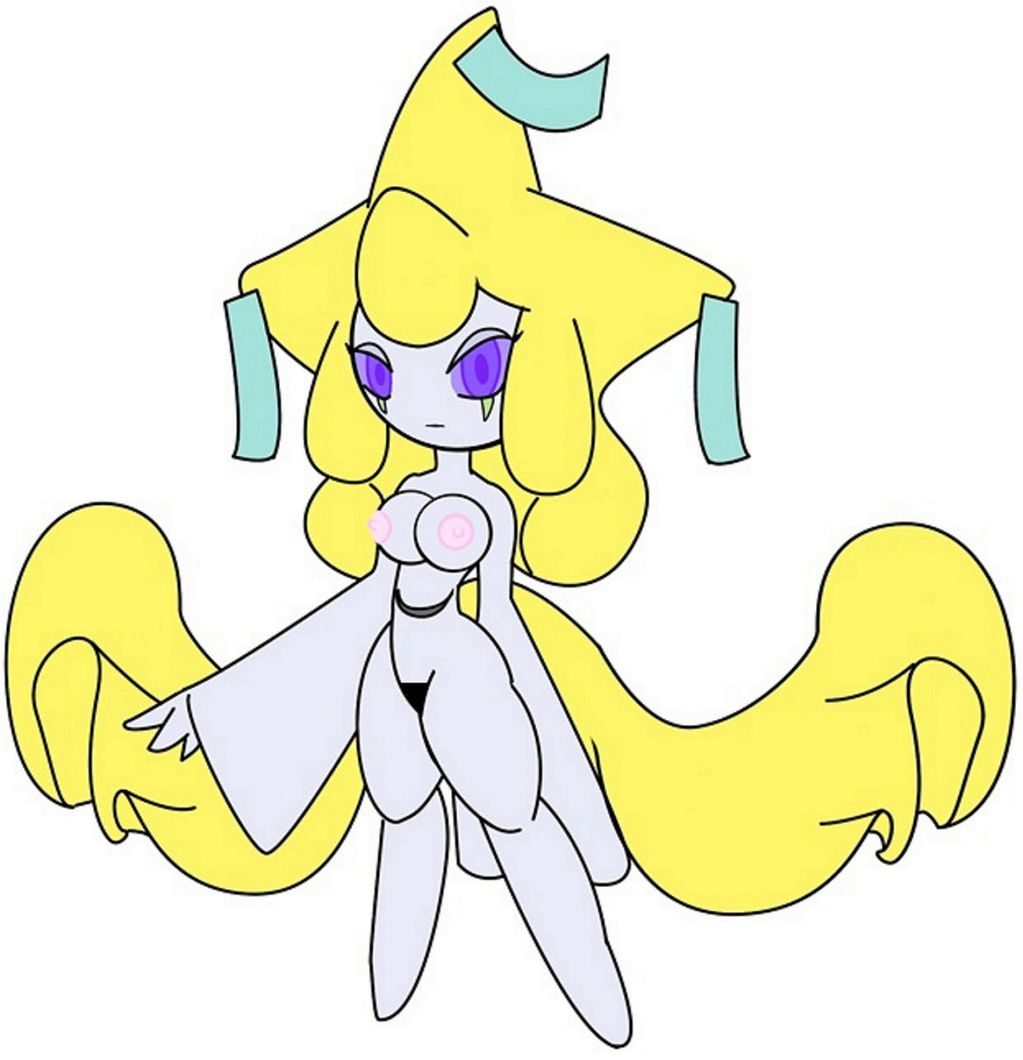 anthro breasts color female female_only front_view gb_of_bs jirachi nipples nude pokemon pokemon_(species) purple_eyes rule_63 solo standing tagme white_skin