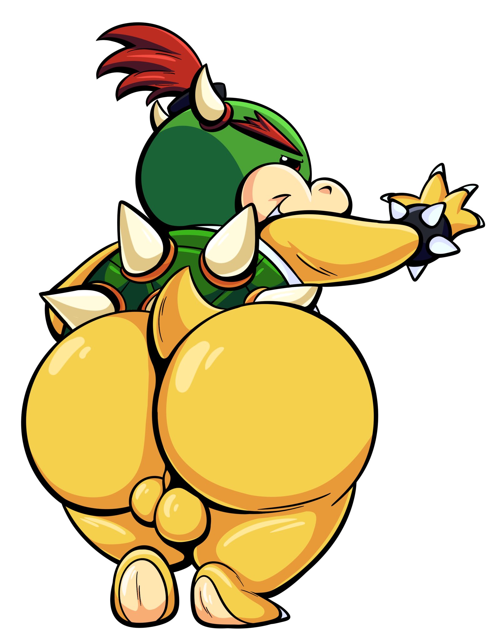ass, balls, big ass, big butt, bowser jr., flirting look, grin, male, male only, mario (series), smirk, tepigfan101