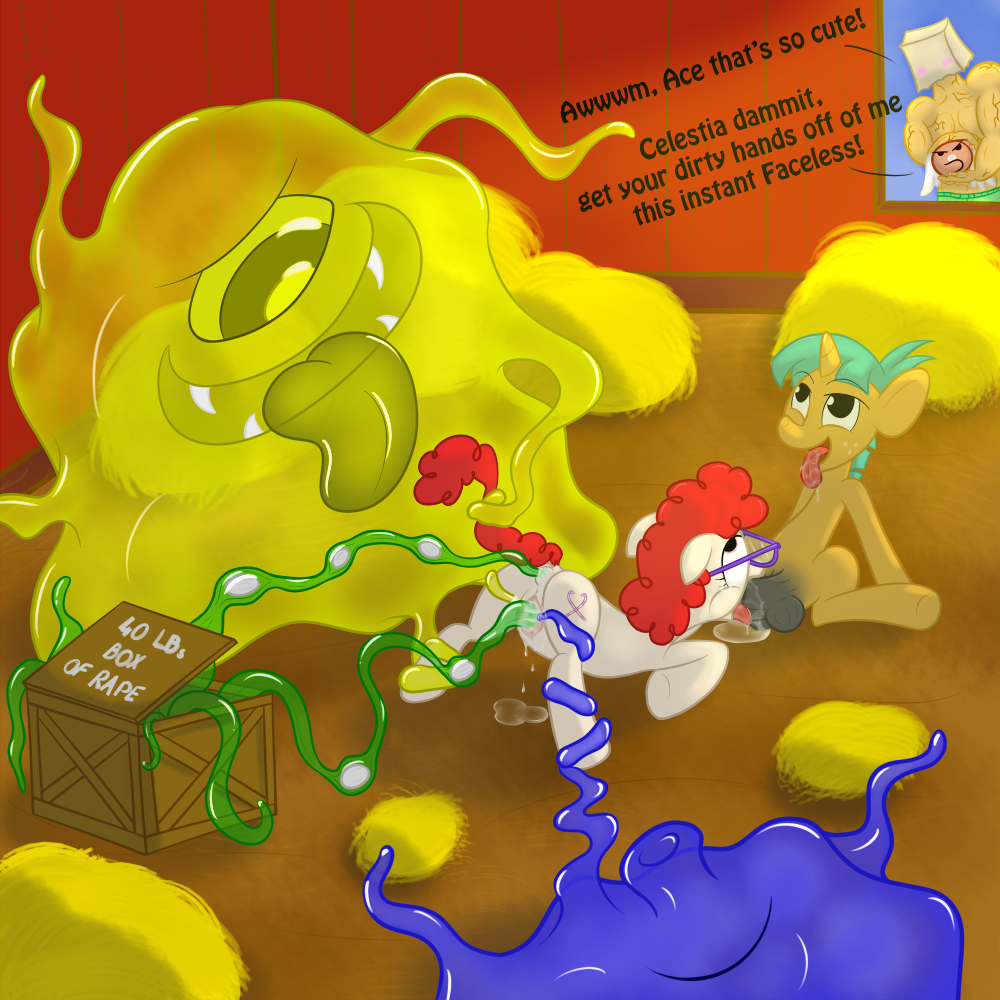 background color female friendship_is_magic glasses male my_little_pony pink_eyes rape red_hair sex slime snails_(mlp) straight_hair tagme tentacles twist_(mlp) what