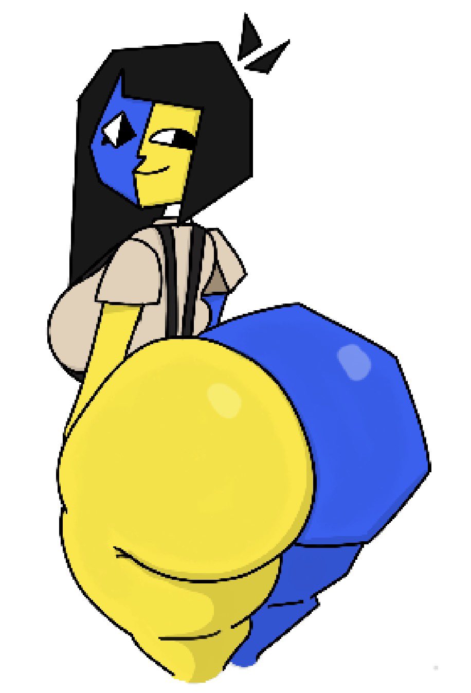 1girls, ass, backboob, big ass, big breasts, black hair, breasts, bubble butt, butt, butt focus, dumptruck ass, ena, ena (series), fat ass, joel g, large ass, looking back, smiling, theslashfive, thick thighs, thighs, two-tone body, voluptuous female