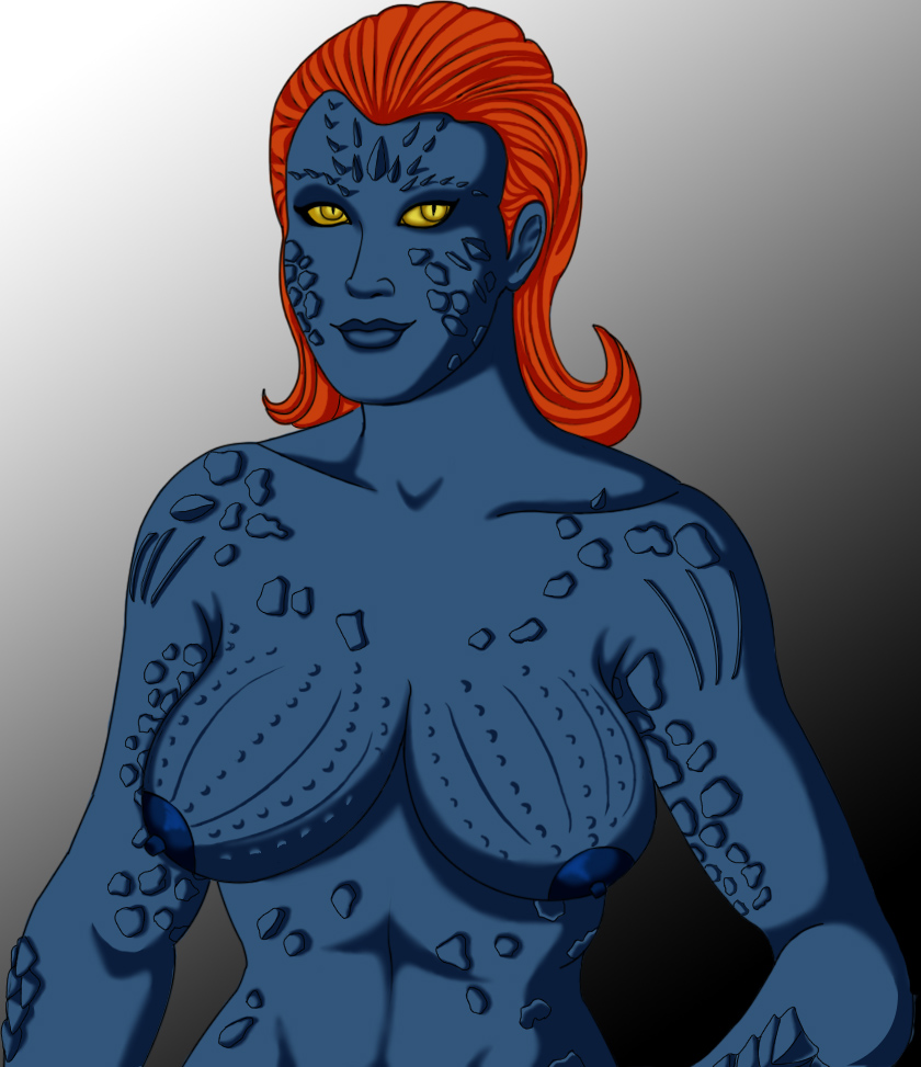 1girls blue_skin busty etorartist female female_only marvel marvel_comics mystique raven_darkholme rebecca_romijn red_hair solo x-men x-men_(movie_series) yellow_eyes