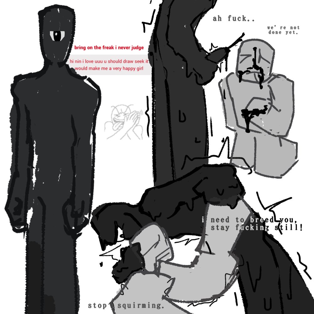 black cum, black goo, black slime, breeding, breeding kink, cum, cum on body, cum on face, cumshot, cyclops, dialogue, doors (roblox), goo, goo creature, masturbation, meme in the background, monster, monster cock, multiple poses, penis, request, roblox, roblox game, robloxian, seek (doors), sex, shaking lines, sketch, sketch page, slime cum, slime monster, strawpage request, tagme (artist)