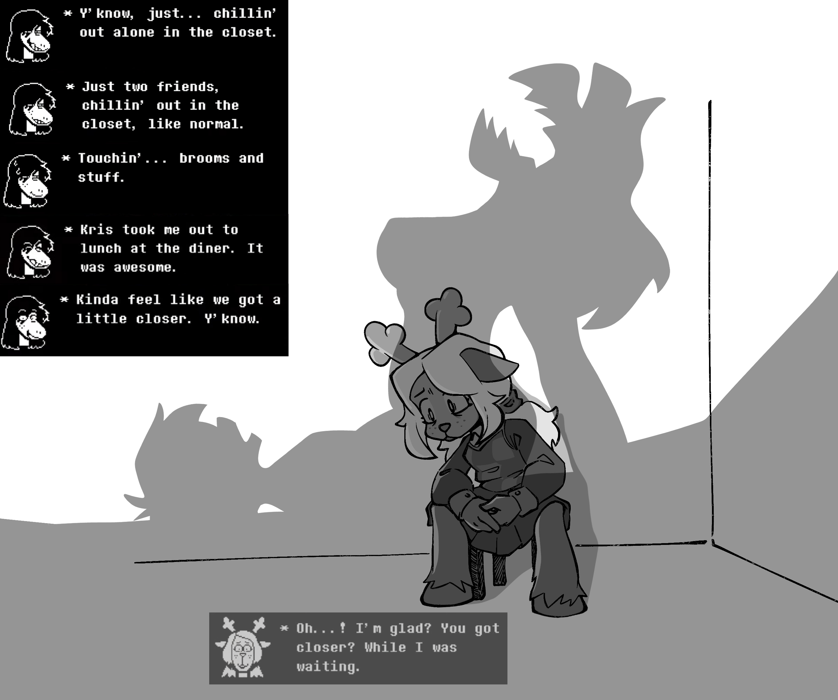 cuckelle, cuckolding, deltarune, digital media (artwork), female, female focus, kris (deltarune), male, male/female, meme, noelle holiday, quiluxar, susie (deltarune), undertale (series)