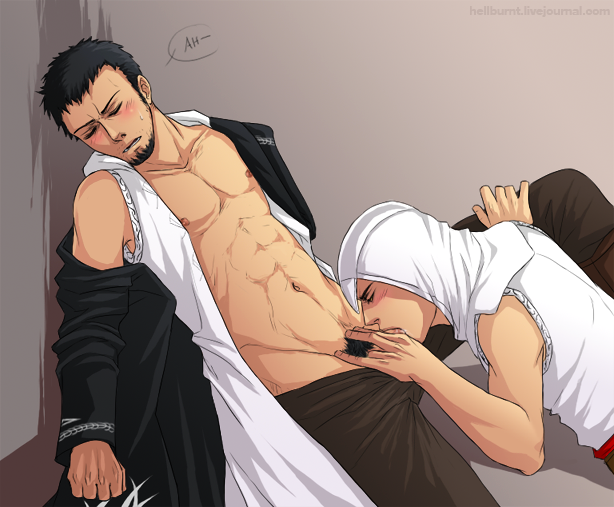 2boys abs altair_ibn_la-ahad assassin's_creed assassin's_creed_(series) blush fellatio functionally_nude gay human male male_only malik_al-sayf multiple_boys oral partially_clothed ubisoft yaoi