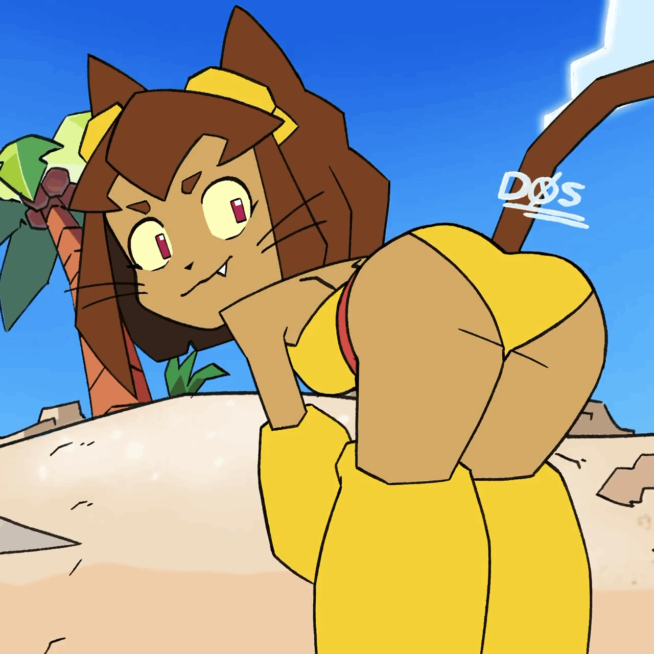 animated, ass, bikini, dos (artist), gameoverse, kit (gameoverse), kit bodega, solo, twitter username