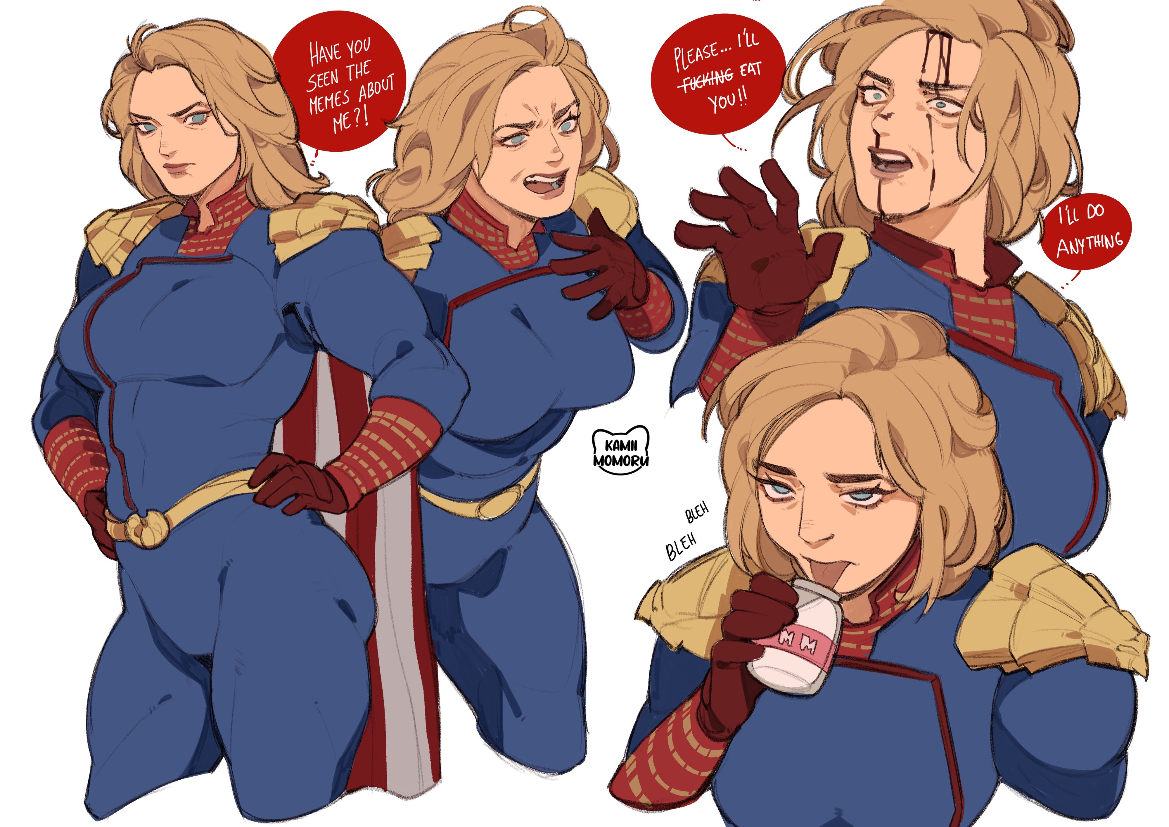 english text, fully clothed, homelander, kamii momoru, rule 63, text, the boys
