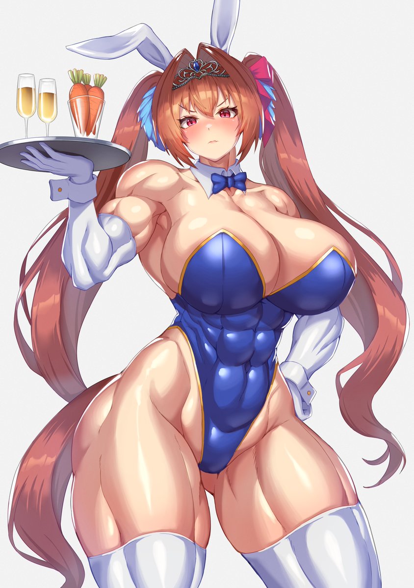 abs breasts bunnysuit carrot daiwa_scarlet_(umamusume) drink female female_only food hatch24601 jpeg large_breasts muscular muscular_female tagme umamusume